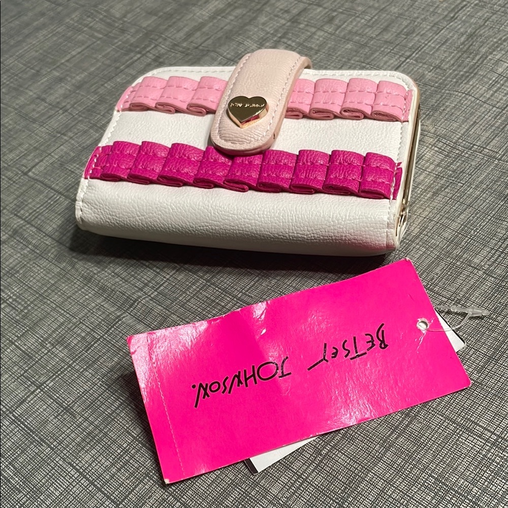 Betsey Johnson Pink and White Quilted Wallet